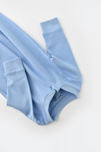 Salopeta cu fermoar cu maneca lunga si pantaloni lungi - 100%bumbac organic - Bleu, BabyCosy