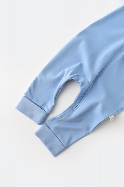 Salopeta cu fermoar cu maneca lunga si pantaloni lungi - 100%bumbac organic - Bleu, BabyCosy