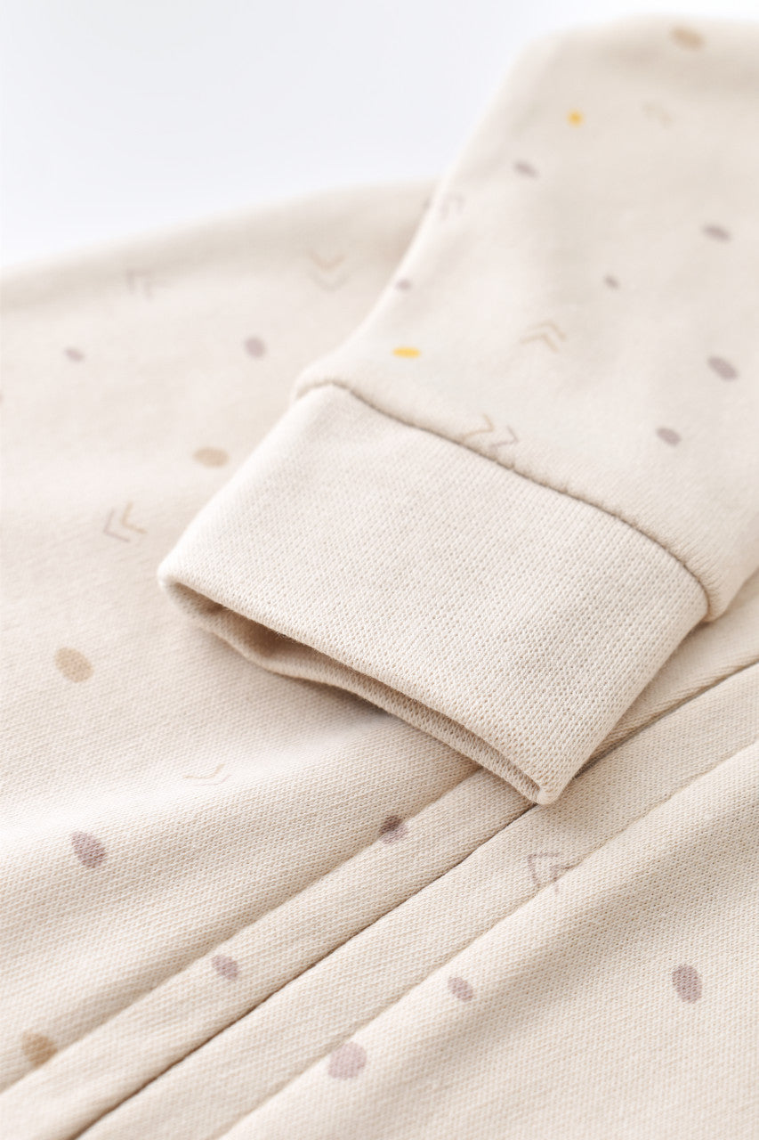 Salopeta cu fermoar cu maneca lunga si pantaloni lungi - 100%bumbac organic - Crem cu buline, BabyCosy