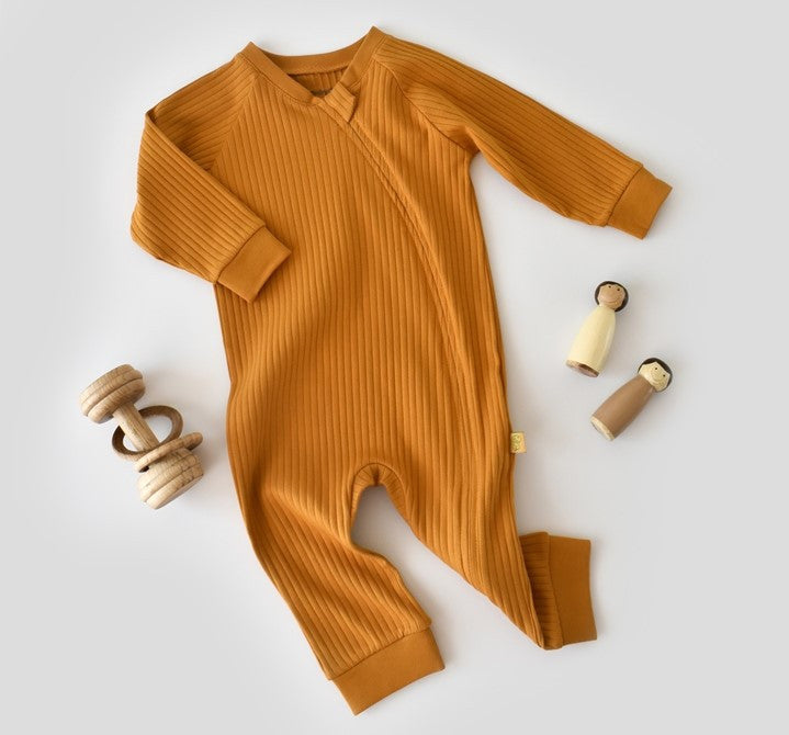 Salopeta cu fermoar cu maneca lunga si pantaloni lungi din 95%bumbac organic si 5% elastan - Sofran, BabyCosy