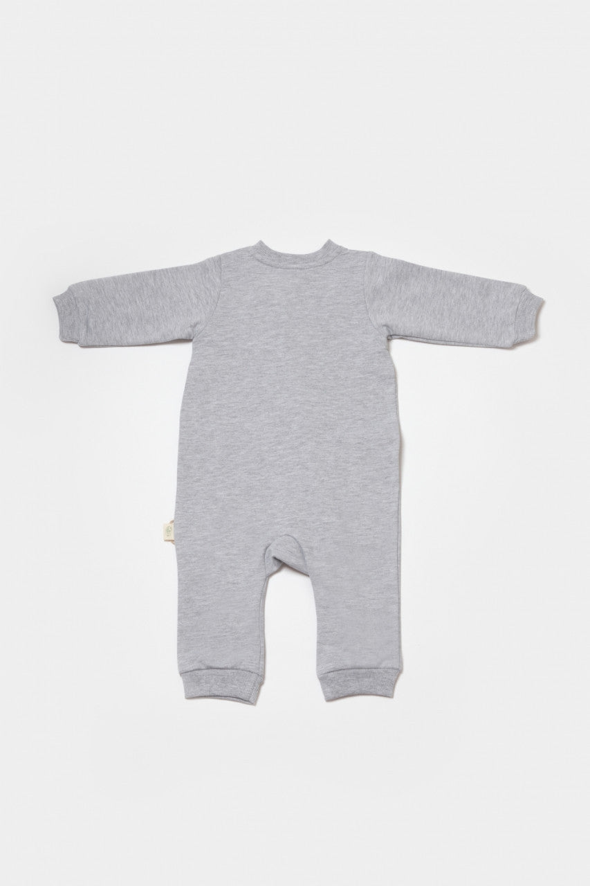 Salopeta cu fermoar, Two thread, BabyCosy, 100% bumbac organic, Gri