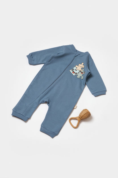 Salopeta cu fermoar, Two thread, BabyCosy, 100% bumbac organic, Indigo