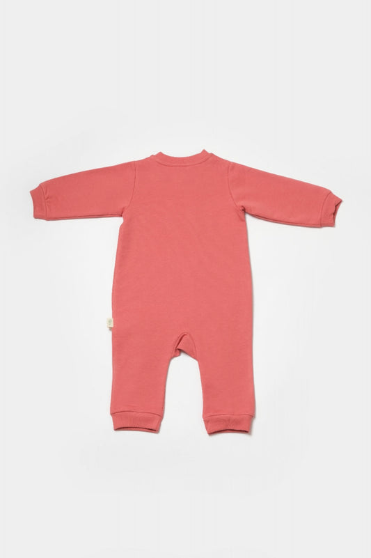 Salopeta cu fermoar, Two thread, BabyCosy, 100% bumbac organic, Rose - Salopeta
