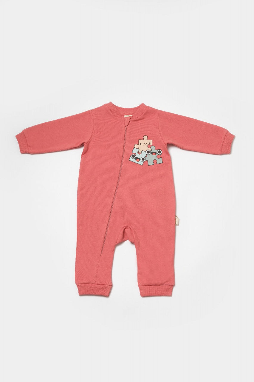 Salopeta cu fermoar, Two thread, BabyCosy, 100% bumbac organic, Rose