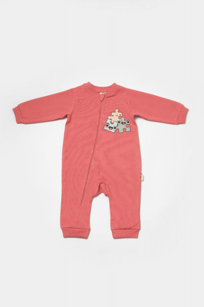 Salopeta cu fermoar, Two thread, BabyCosy, 100% bumbac organic, Rose