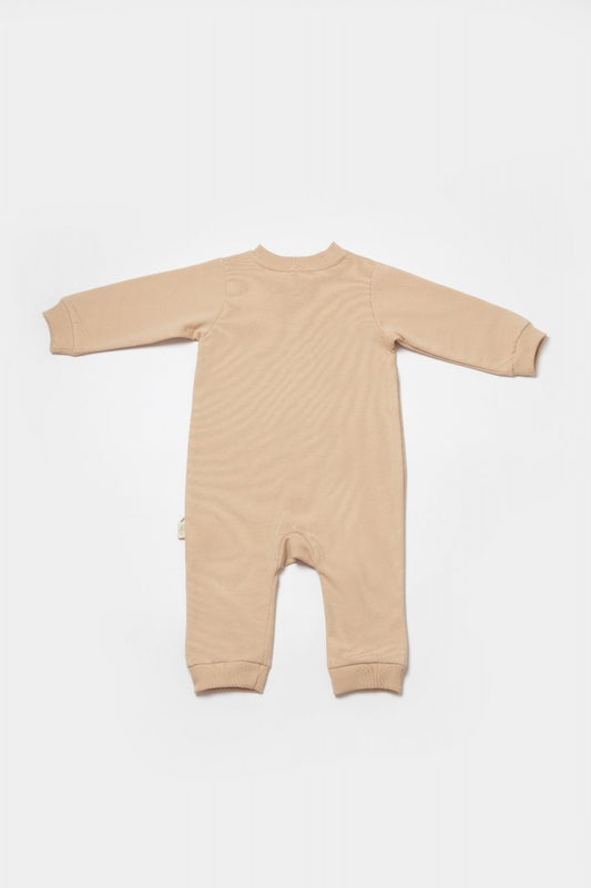 Salopeta cu fermoar, Two thread, BabyCosy, 100% bumbac organic, Stone - Salopeta