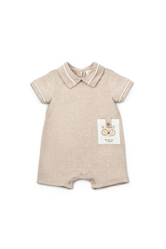 Salopeta cu guler TeddyBear, BabyCosy, 100% bumbac organic - Salopeta