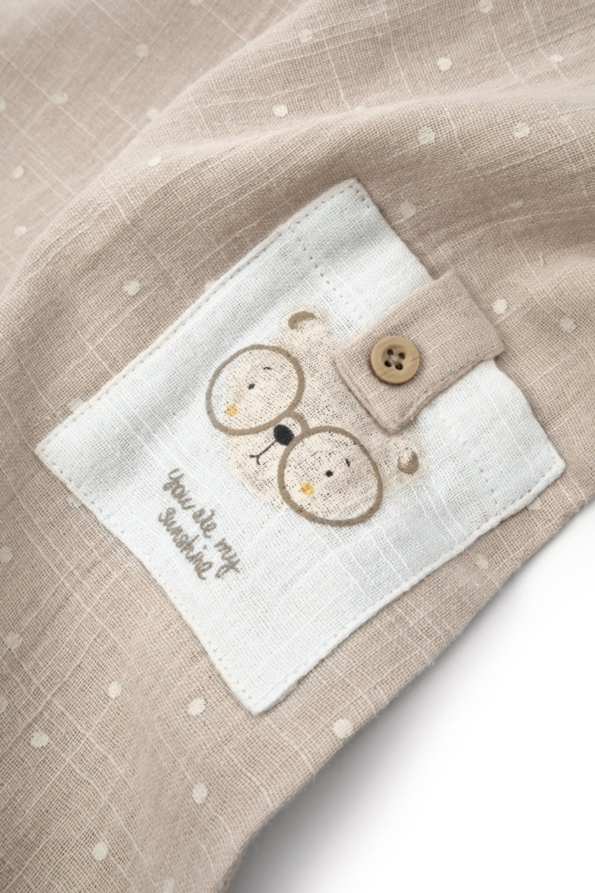 Salopeta cu guler TeddyBear, BabyCosy, 100% bumbac organic