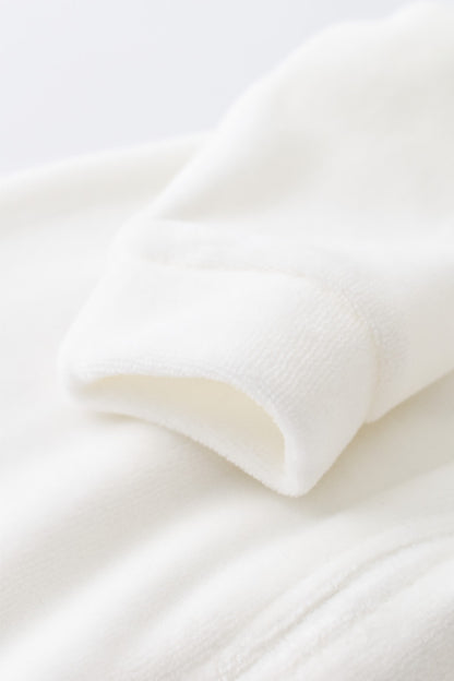 Salopeta cu maneca lunga si fermoar din 80%bumbac organic si 20% poliester - Ecru, BabyCosy