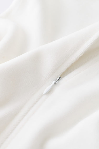 Salopeta cu maneca lunga si fermoar din 80%bumbac organic si 20% poliester - Ecru, BabyCosy