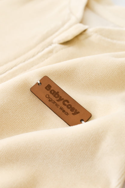 Salopeta cu maneca lunga si fermoar din 80%bumbac organic si 20% poliester -Crem, BabyCosy