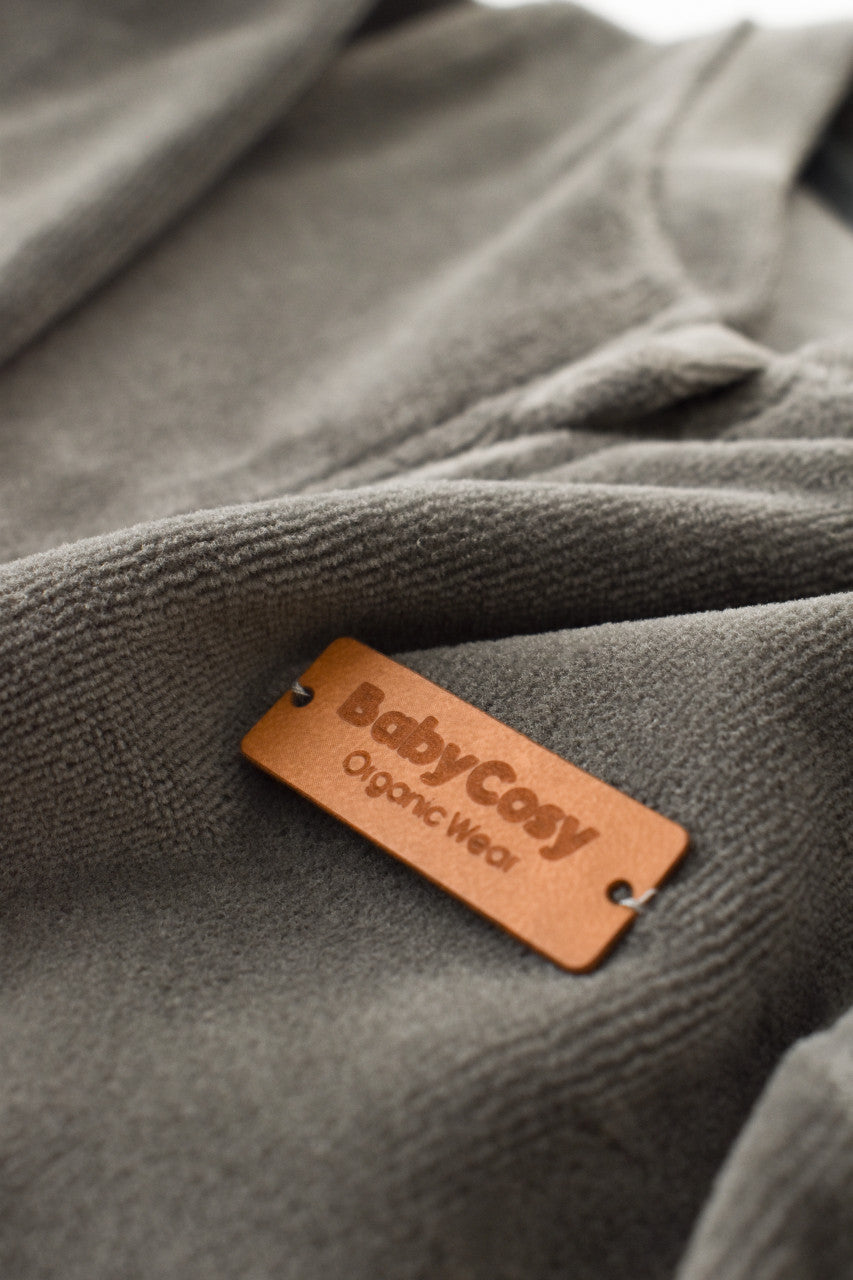 Salopeta cu maneca lunga si fermoar din 80%bumbac organic si 20% poliester - Antracit, BabyCosy