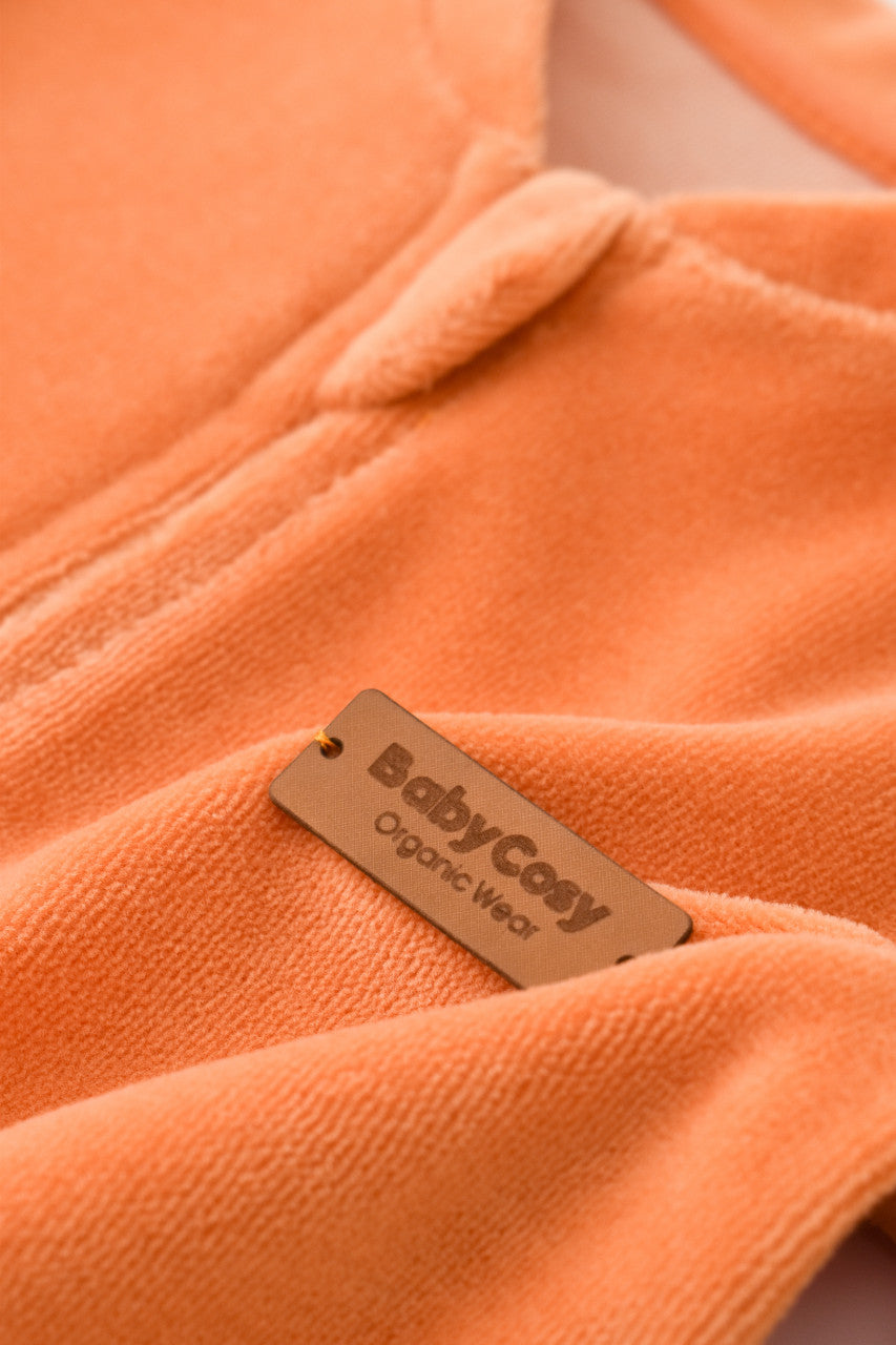 Salopeta cu maneca lunga si fermoar din 80%bumbac organic si 20% poliester - Portocaliu, BabyCosy
