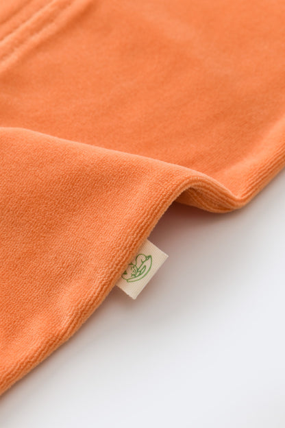 Salopeta cu maneca lunga si fermoar din 80%bumbac organic si 20% poliester - Portocaliu, BabyCosy