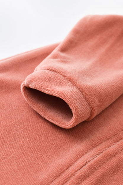 Salopeta cu maneca lunga si fermoar din 80%bumbac organic si 20% poliester - Caramiziu, BabyCosy