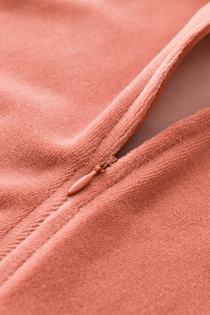 Salopeta cu maneca lunga si fermoar din 80%bumbac organic si 20% poliester - Caramiziu, BabyCosy
