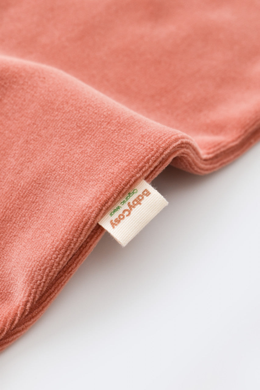 Salopeta cu maneca lunga si fermoar din 80%bumbac organic si 20% poliester - Caramiziu, BabyCosy