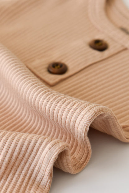Salopeta cu maneca lunga si pantaloni lungi din bumbac organic si modal - Somon BabyCosy