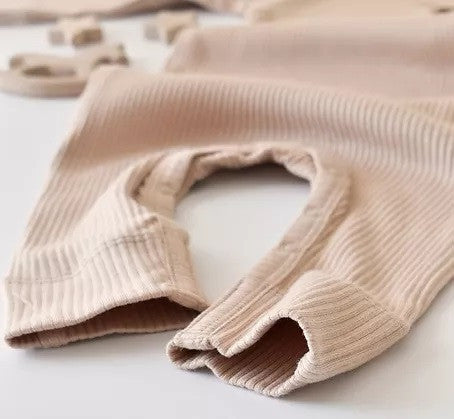 Salopeta cu maneca lunga si pantaloni lungi din bumbac organic si modal - Blush BabyCosy