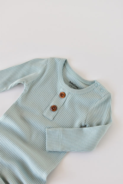 Salopeta cu maneca lunga si pantaloni lungi din bumbac organic si modal - Mint BabyCosy