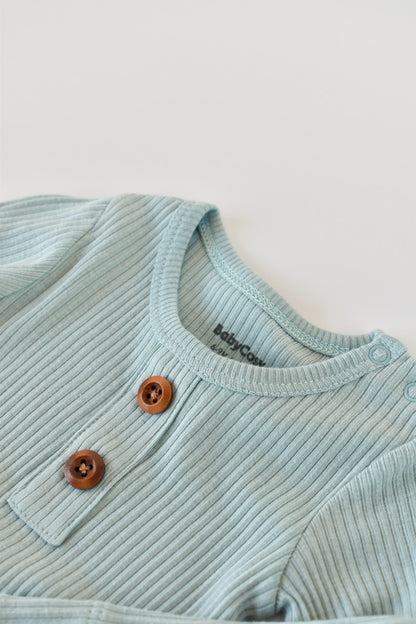 Salopeta cu maneca lunga si pantaloni lungi din bumbac organic si modal - Mint BabyCosy