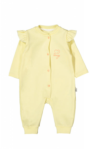 Salopeta cu maneca lunga si volanas nou nascut GALBEN, Tongs baby