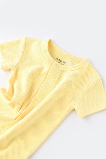 Salopeta cu pantaloni scurti - 100% bumbac organic - Galben, BabyCosy