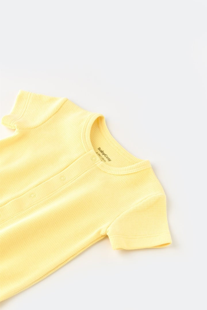 Salopeta cu pantaloni scurti - 100% bumbac organic - Galben, BabyCosy
