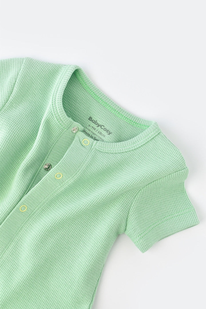 Salopeta cu pantaloni scurti - 100% bumbac organic - Mint, BabyCosy