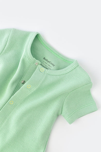 Salopeta cu pantaloni scurti - 100% bumbac organic - Mint, BabyCosy