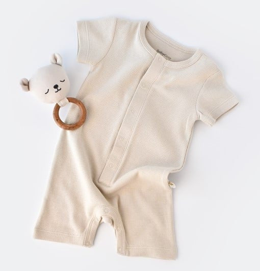 Salopeta cu pantaloni scurti - 100% bumbac organic - Stone, BabyCosy