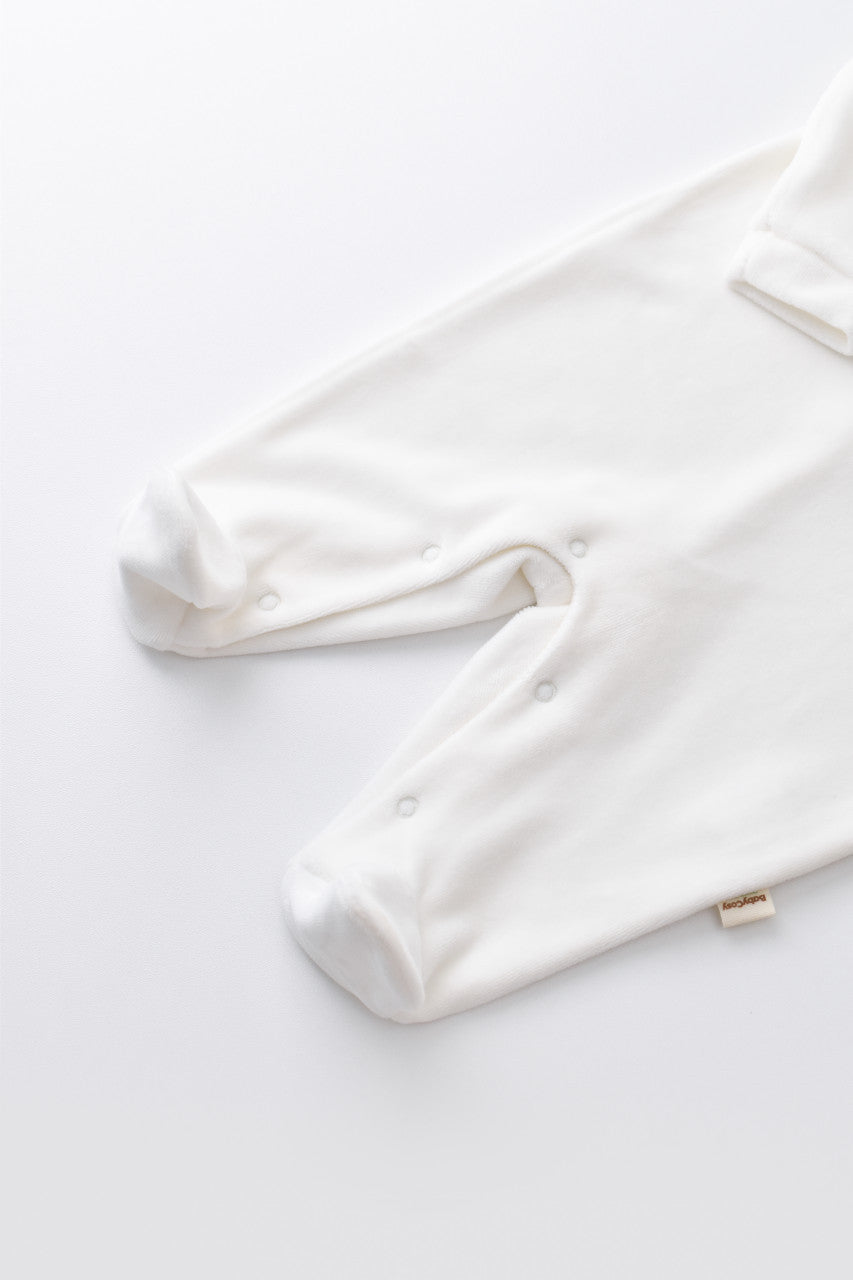 Salopeta Curcubeu cu maneca lunga si botosei din 80%bumbac organic si 20% poliester - Ecru, BabyCosy