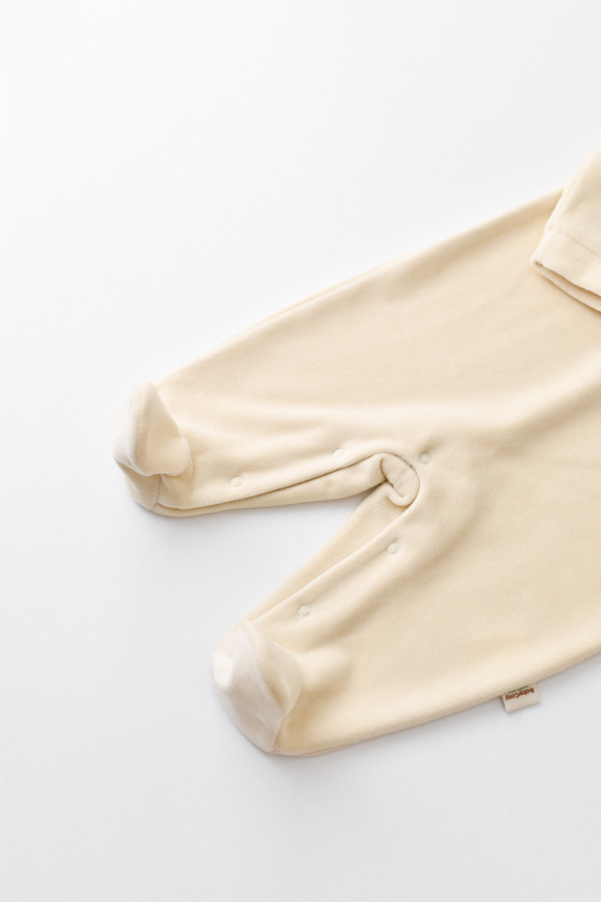 Salopeta Curcubeu cu maneca lunga si botosei din 80%bumbac organic si 20% poliester - Crem, BabyCosy