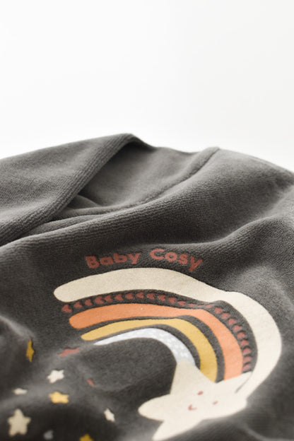 Salopeta Curcubeu cu maneca lunga si botosei din 80%bumbac organic si 20% poliester - Antracit, BabyCosy
