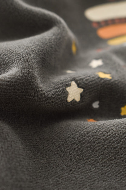 Salopeta Curcubeu cu maneca lunga si botosei din 80%bumbac organic si 20% poliester - Antracit, BabyCosy