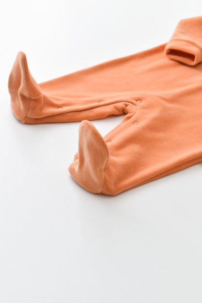 Salopeta Curcubeu cu maneca lunga si botosei din 80%bumbac organic si 20% poliester - Portocaliu, BabyCosy