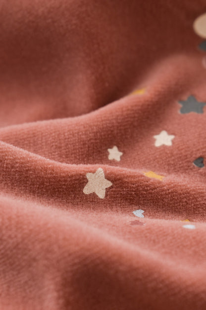 Salopeta Curcubeu cu maneca lunga si botosei din 80%bumbac organic si 20% poliester - Caramiziu, BabyCosy