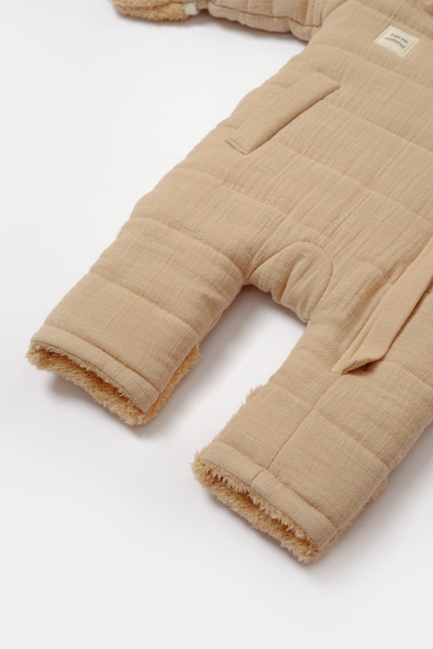 Salopeta de iarna pentru bebelusi, Winter muselin, Apricot, BabyCosy