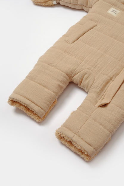 Salopeta de iarna pentru bebelusi, Winter muselin, Apricot, BabyCosy