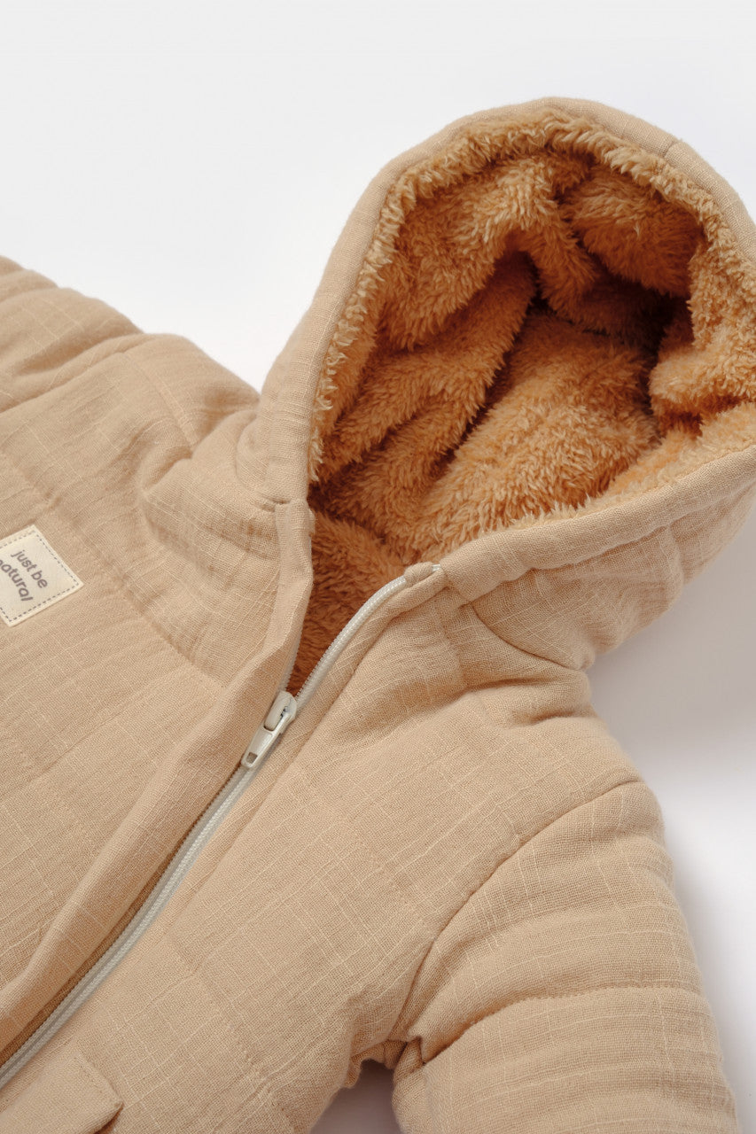 Salopeta de iarna pentru bebelusi, Winter muselin, Apricot, BabyCosy