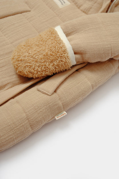 Salopeta de iarna pentru bebelusi, Winter muselin, Apricot, BabyCosy