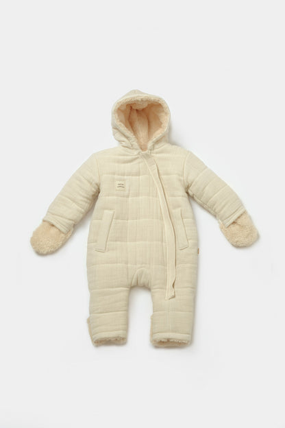 Salopeta de iarna pentru bebelusi, Winter muselin, Stone, BabyCosy