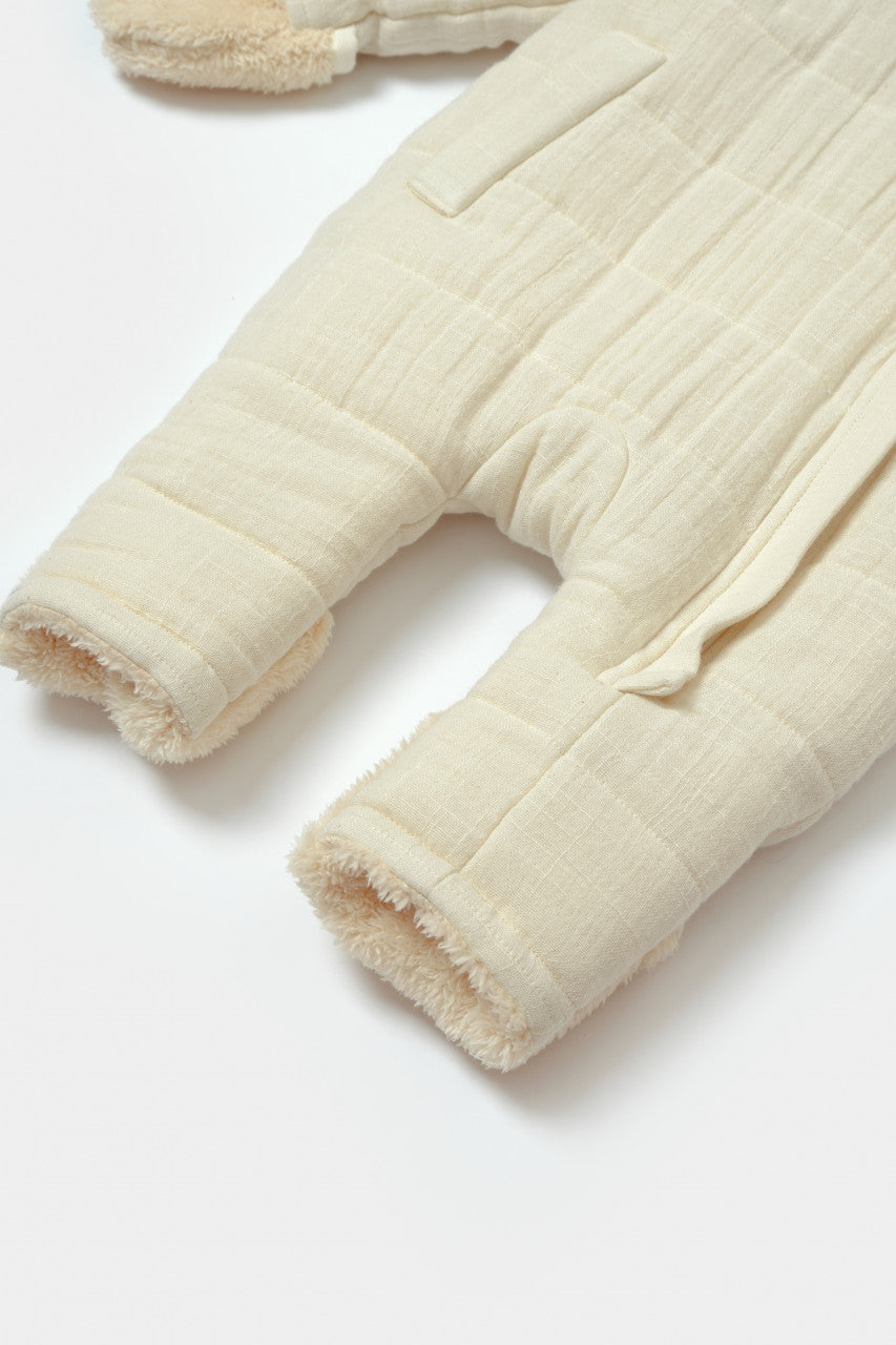 Salopeta de iarna pentru bebelusi, Winter muselin, Stone, BabyCosy