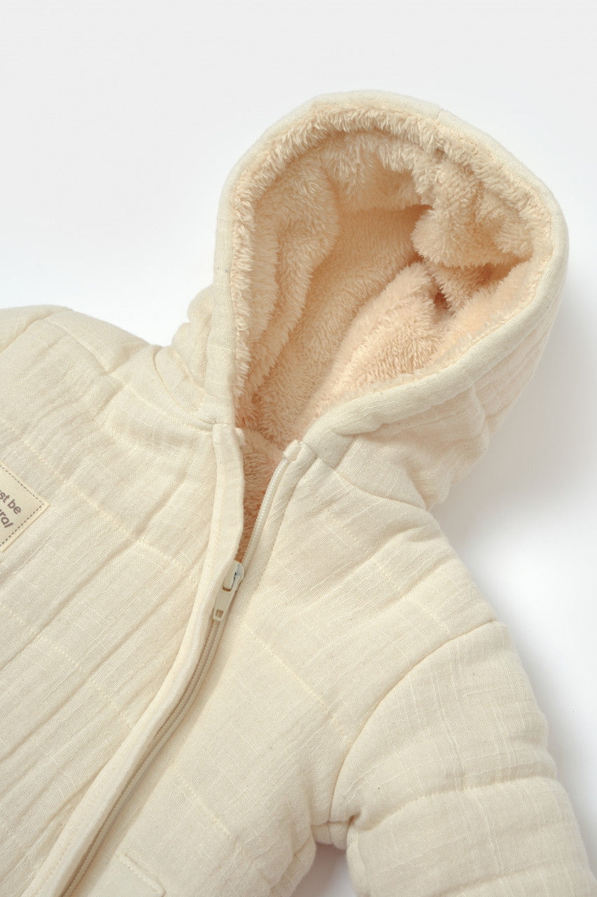 Salopeta de iarna pentru bebelusi, Winter muselin, Stone, BabyCosy