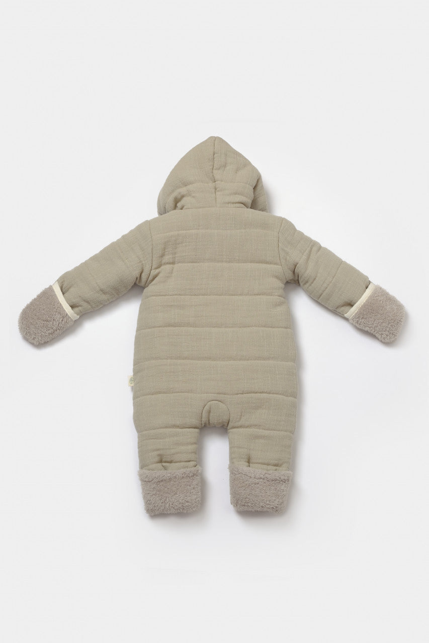 Salopeta de iarna pentru bebelusi, Winter muselin, Verde, BabyCosy