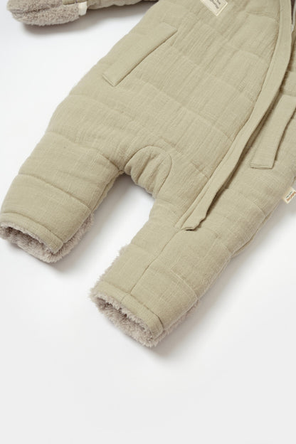 Salopeta de iarna pentru bebelusi, Winter muselin, Verde, BabyCosy