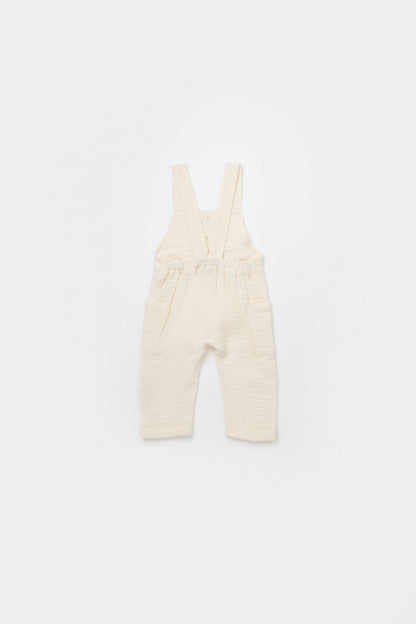 Salopeta de vara cu buzunare din muselina, BabyCosy, 100% bumbac organic, ecru