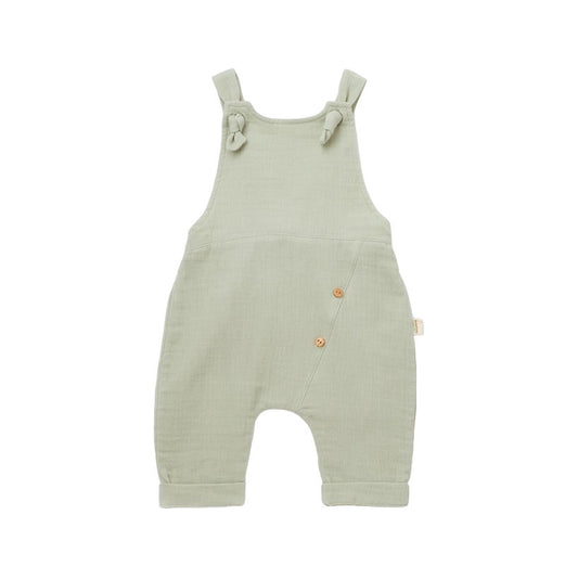 Salopeta de vara cu pantaloni lungi din muselina, BabyCosy, 100% bumbac organic, verde