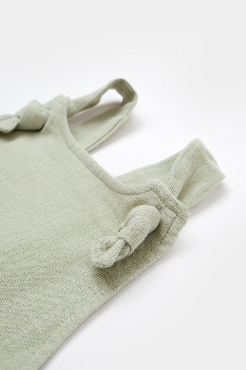 Salopeta de vara cu pantaloni lungi din muselina, BabyCosy, 100% bumbac organic, verde
