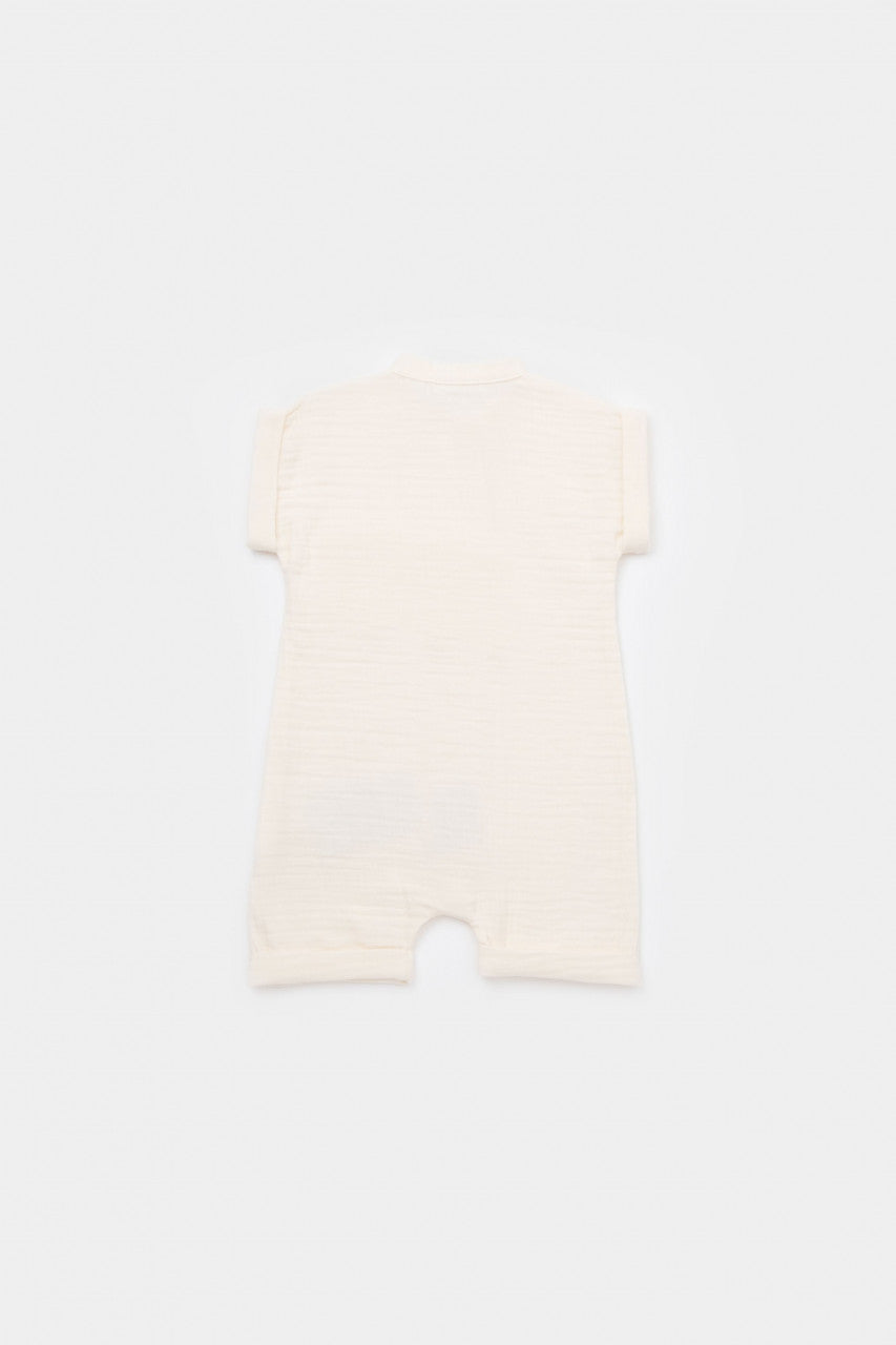 Salopeta de vara din muselina, BabyCosy, 100% bumbac organic, ecru
